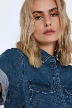 Noisy May Vestidos E Macacoes-Vestido Curto De Ganga