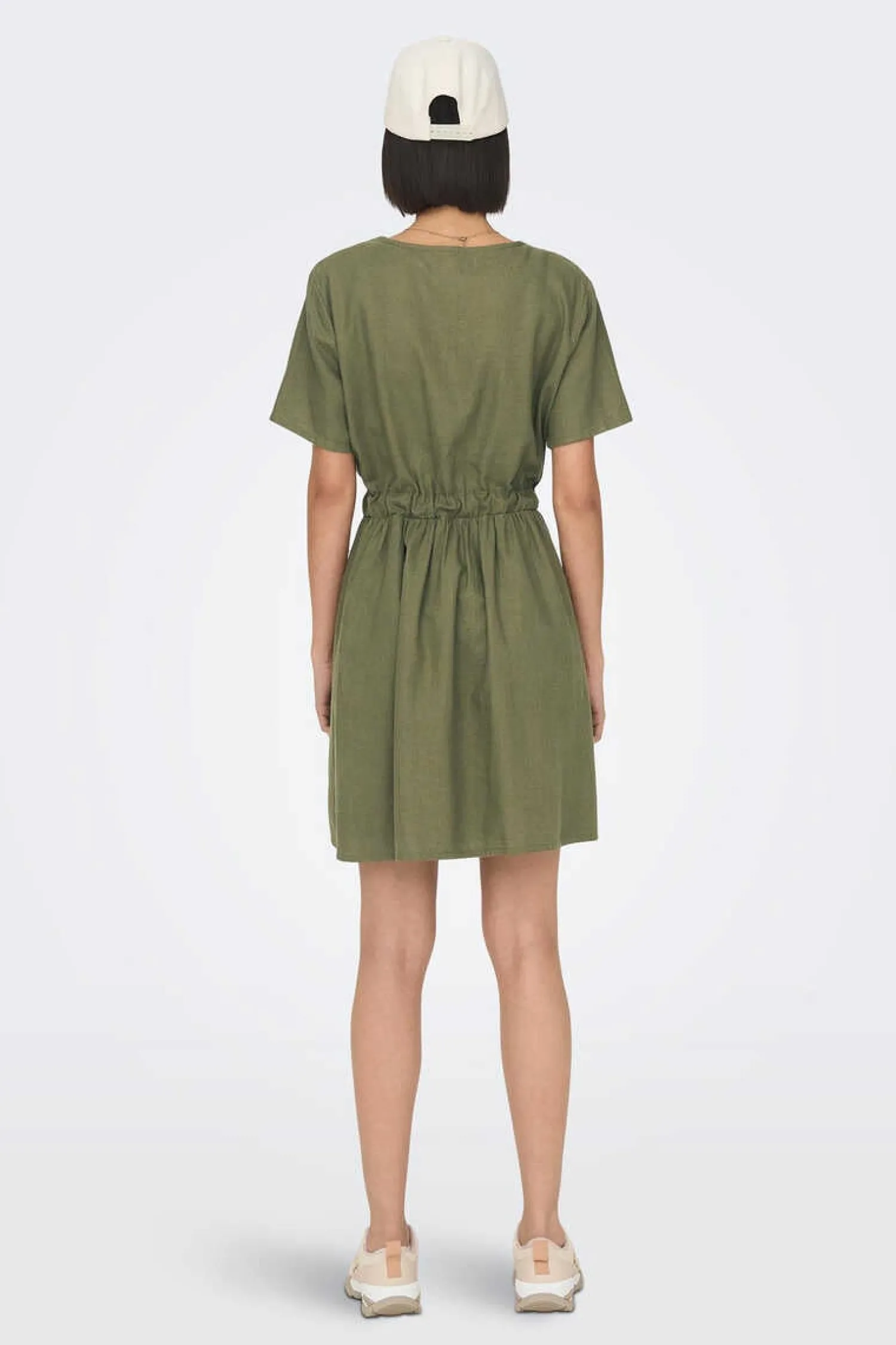 JDY Vestidos E Macacoes-Vestido Curto De Linho Manga Curta