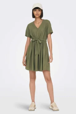 JDY Vestidos E Macacoes-Vestido Curto De Linho Manga Curta