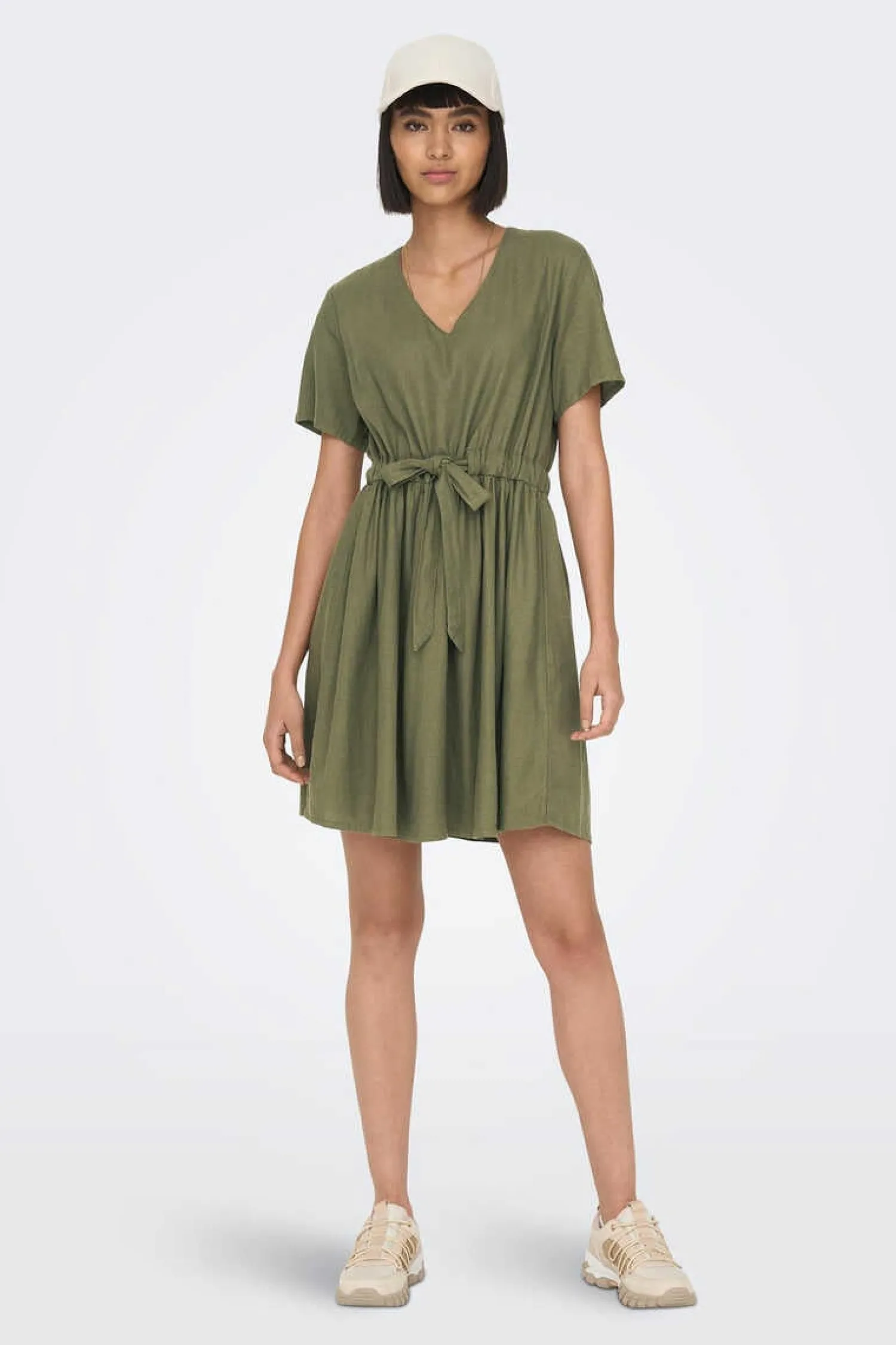 JDY Vestidos E Macacoes-Vestido Curto De Linho Manga Curta