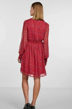 Pieces Vestidos E Macacoes-Vestido Curto De Manga Comprida E Com Estampado.