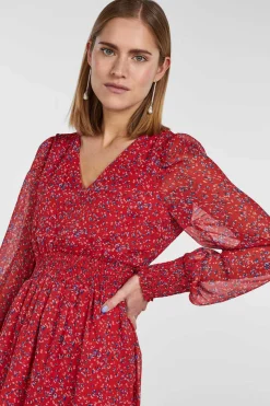 Pieces Vestidos E Macacoes-Vestido Curto De Manga Comprida E Com Estampado.