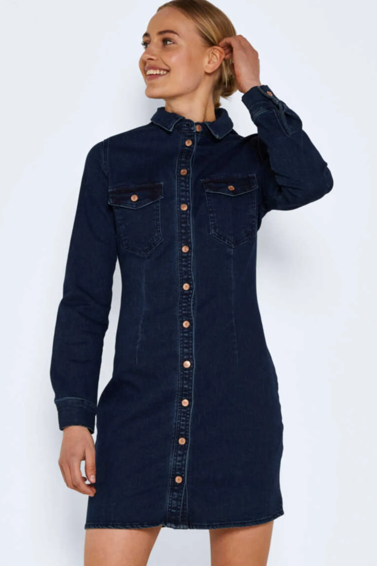 Noisy May Vestidos E Macacoes-Vestido Curto Denim