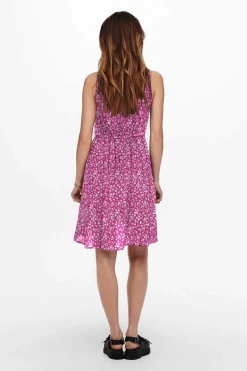 Only Vestidos E Macacoes-Vestido Curto Estampado Sem Mangas