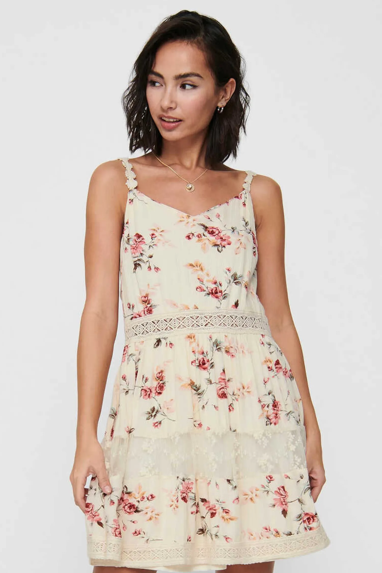 Only Vestidos E Macacoes-Vestido Curto Gola Em Bico