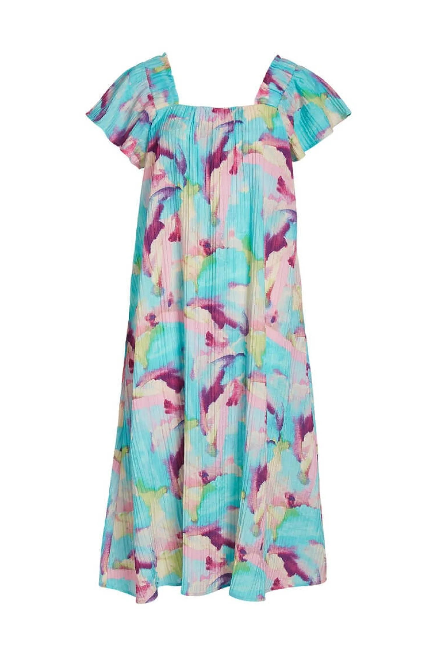 Vila Vestidos E Macacoes-Vestido De Manga Curta Efeito Plissado