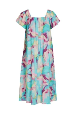 Vila Vestidos E Macacoes-Vestido De Manga Curta Efeito Plissado