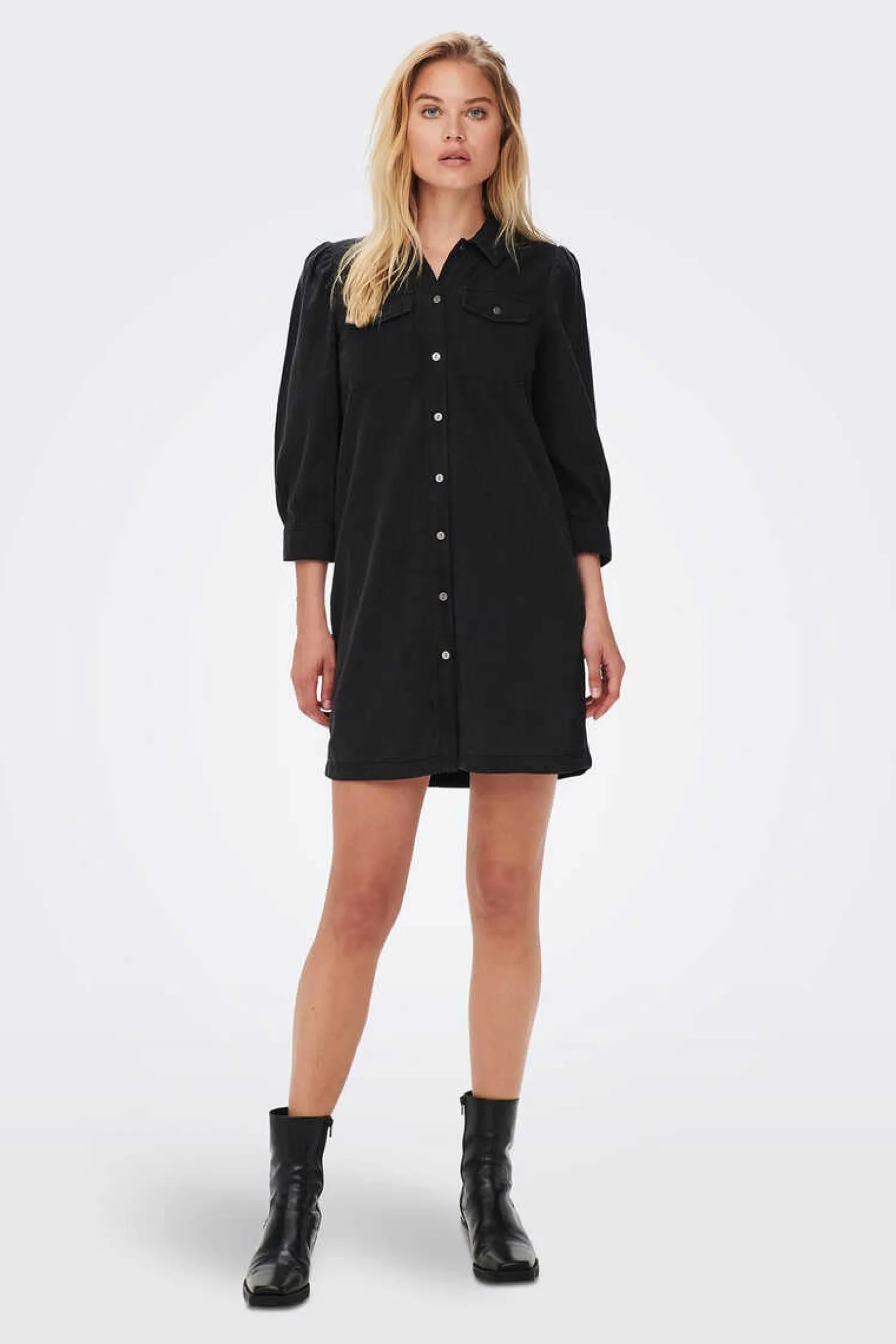 Only Vestidos E Macacoes-Vestido Denim Manga Comprida