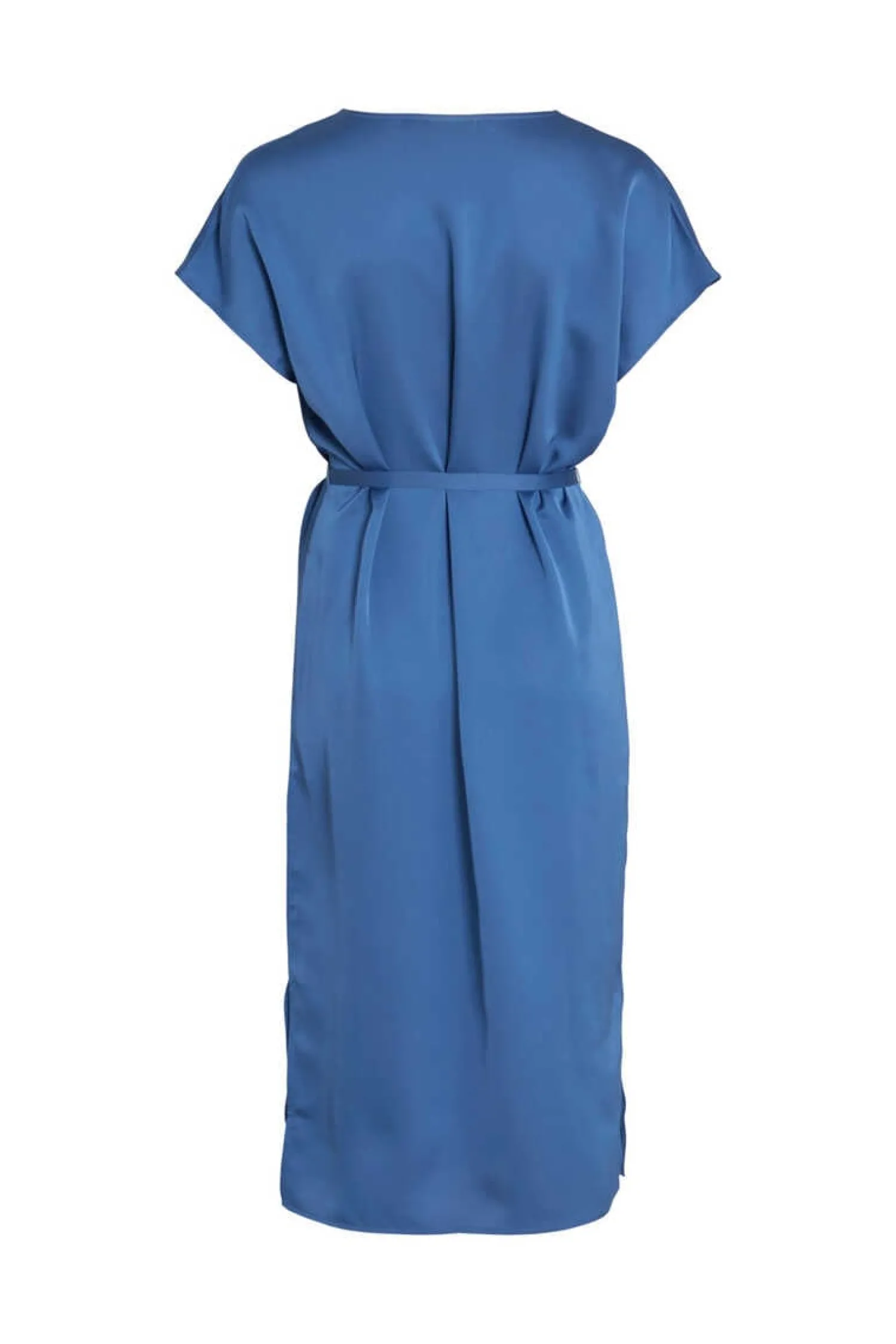 Vila Vestidos E Macacoes-Vestido Midi Acetinado De Manga Curta