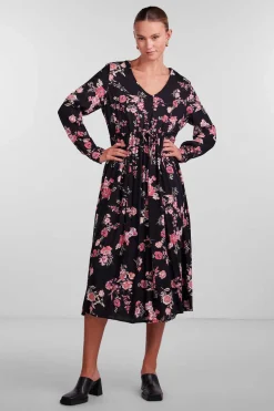 Pieces Vestidos E Macacoes-Vestido Midi Com Estampado Floral