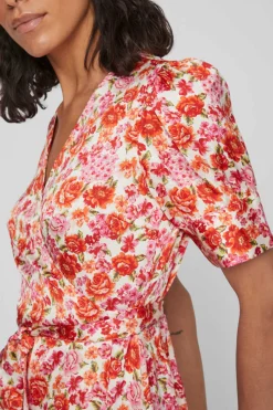 Vila Vestidos E Macacoes-Vestido Midi De Manga Curta