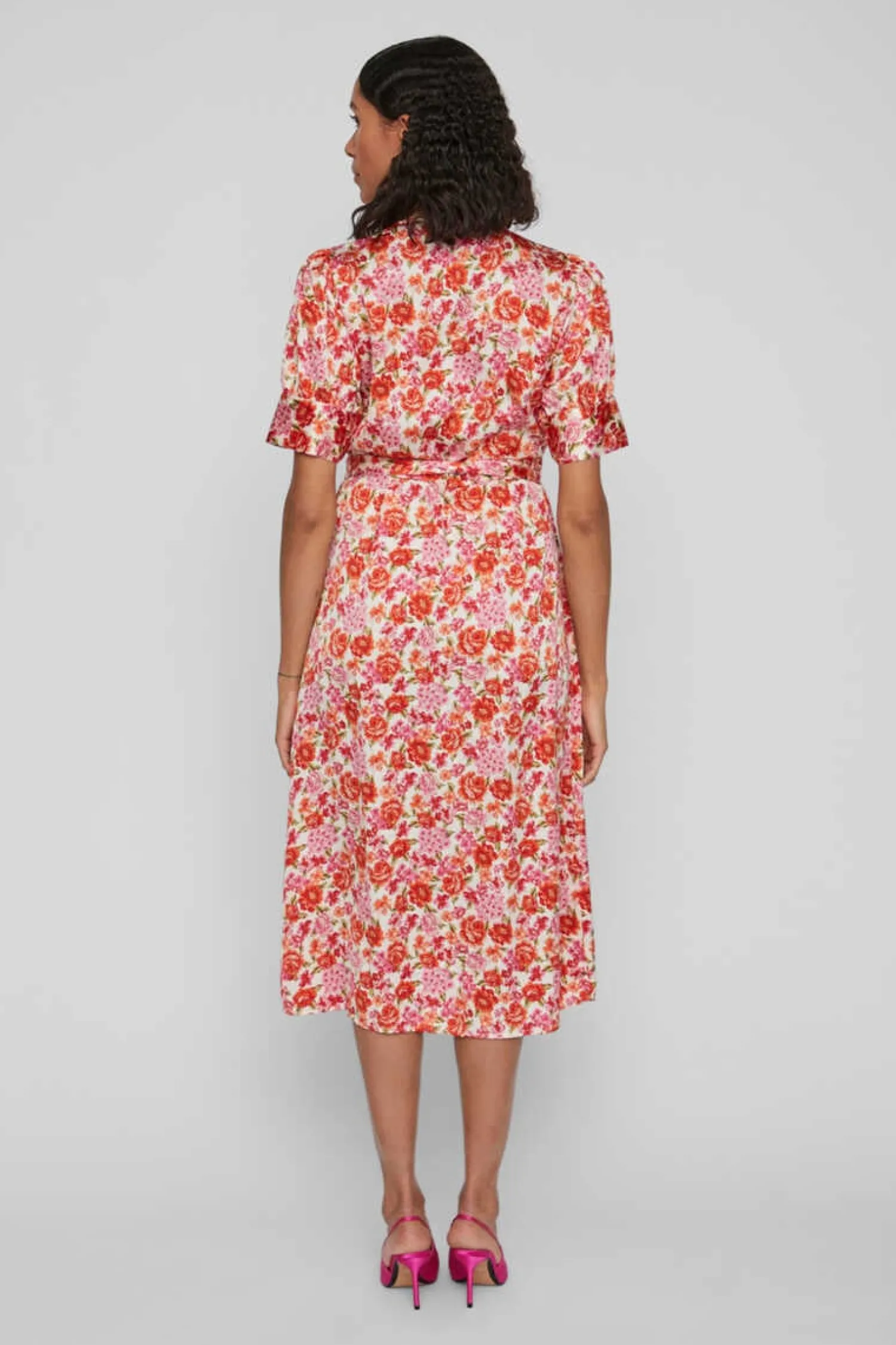 Vila Vestidos E Macacoes-Vestido Midi De Manga Curta