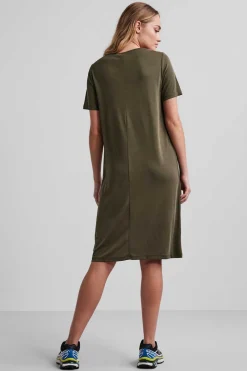 Pieces Vestidos E Macacoes-Vestido Midi De Tencel