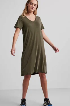 Pieces Vestidos E Macacoes-Vestido Midi De Tencel