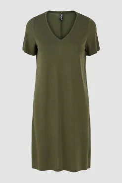 Pieces Vestidos E Macacoes-Vestido Midi De Tencel