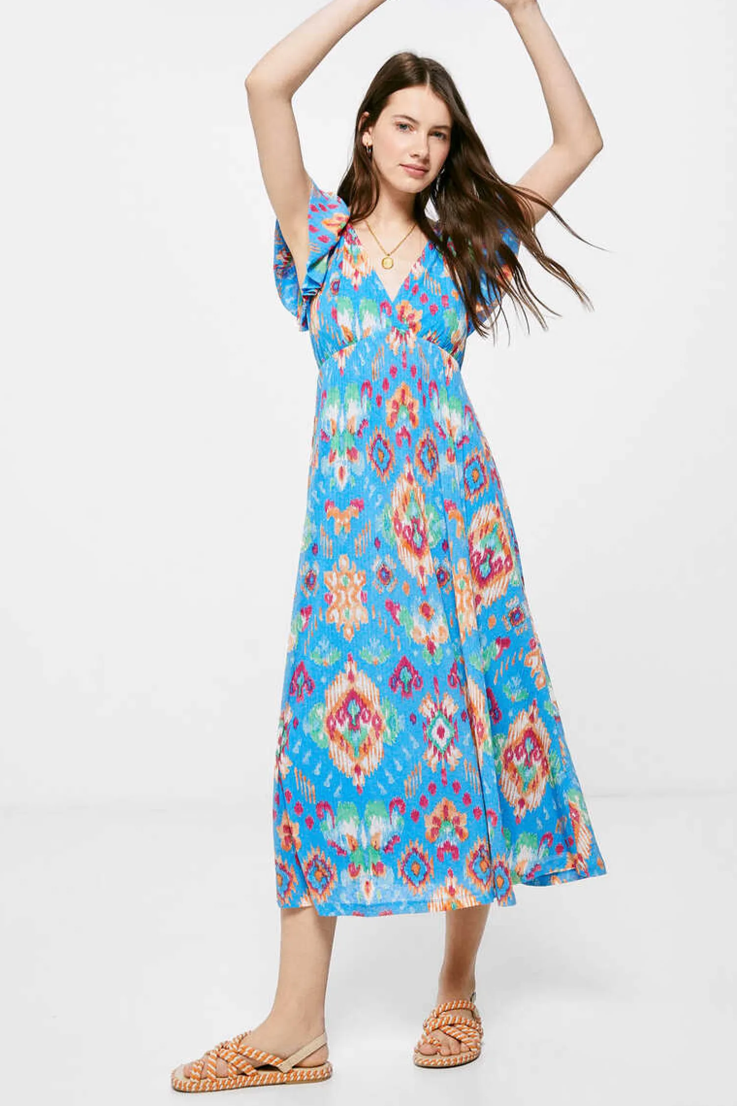 Springfield Vestidos E Macacoes-Vestido Midi Estampado Costas Zigzag