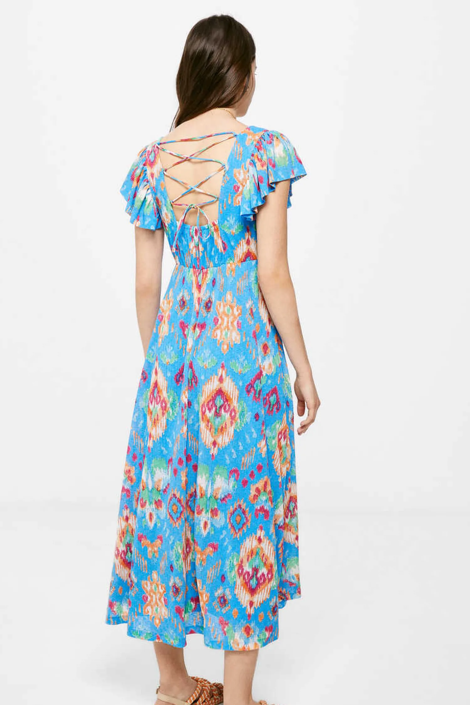 Springfield Vestidos E Macacoes-Vestido Midi Estampado Costas Zigzag