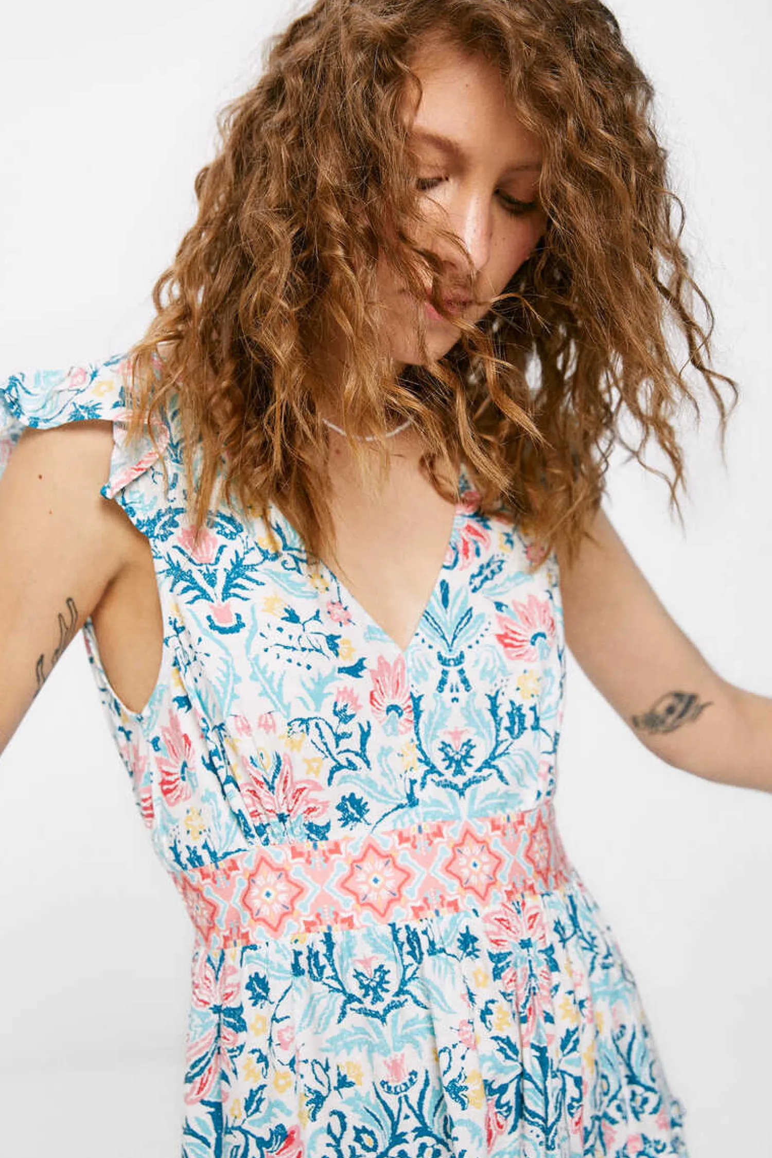 Springfield Vestidos E Macacoes-Vestido Midi Estampado Sanefa Cintura