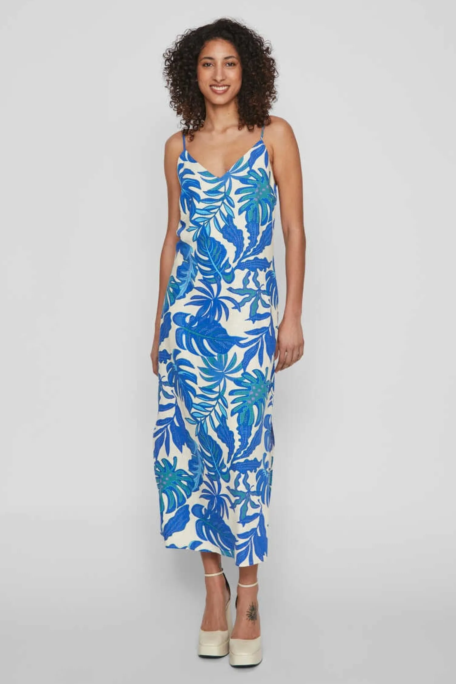 Vila Vestidos E Macacoes-Vestido Midi Linho