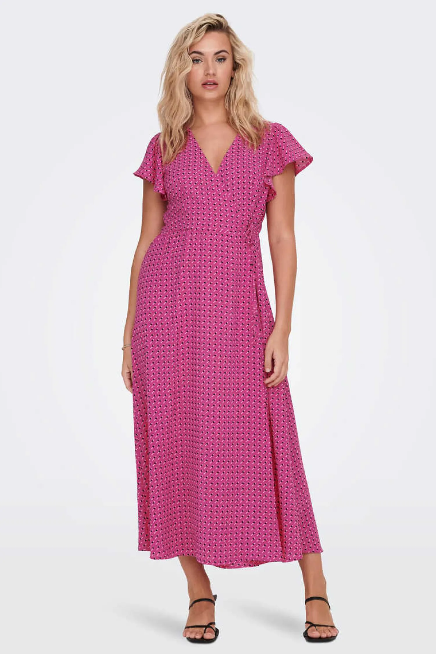 Only Vestidos E Macacoes-Vestido Midi Manga Folhos