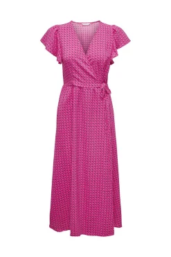 Only Vestidos E Macacoes-Vestido Midi Manga Folhos