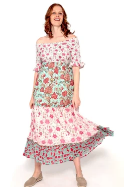 Brave Soul Vestidos E Macacoes-Vestido Tricolor De Manga Com Print